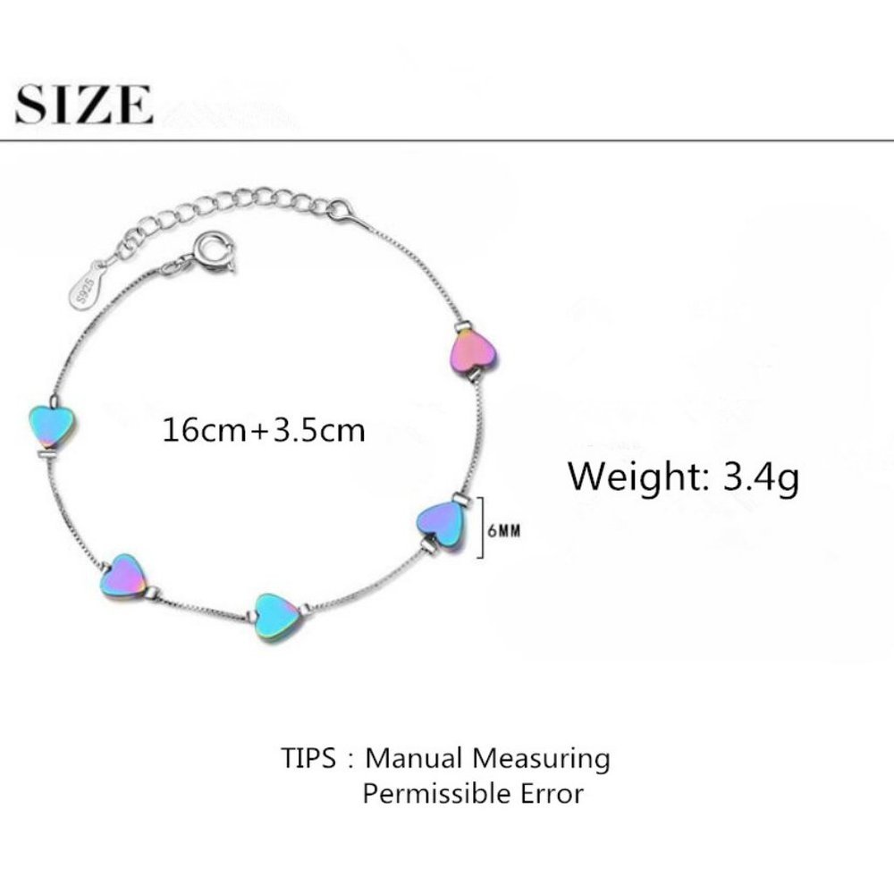 NEW 925 Sterling Silver Gradient Heart Bracelet - Picture 8 of 8